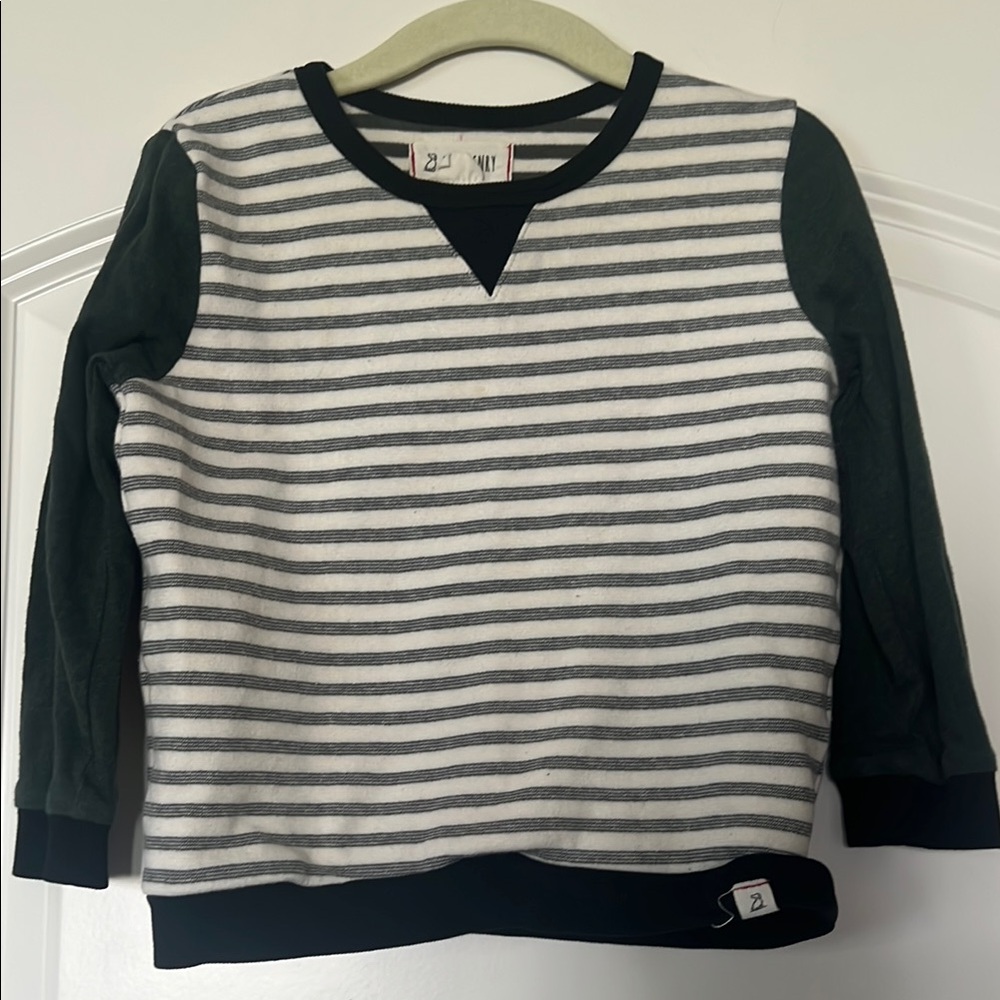 Me & Henry | (2/3Y) Boys Striped Kids Shirt with Dark Green Sleeves